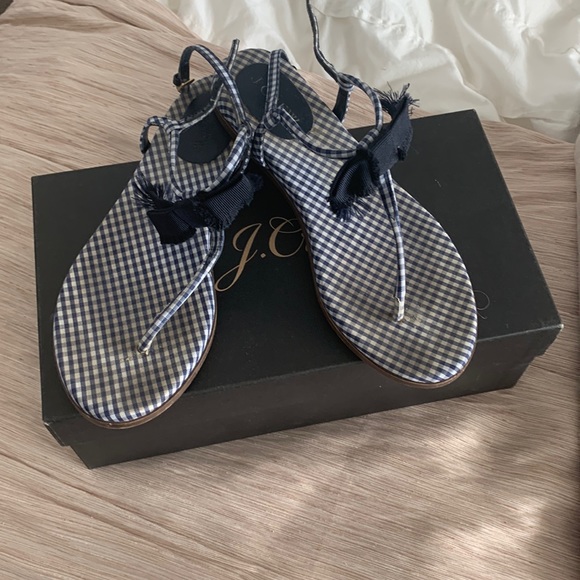 Gingham Bow Sandals - Picture 1 of 4